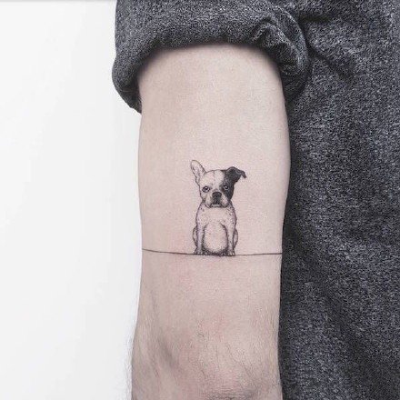 手臂小狗简易纹身图案第1张