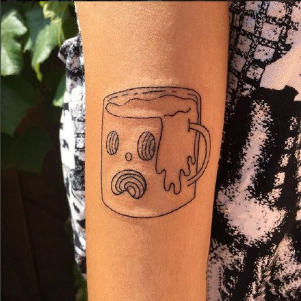 手臂创意茶杯纹身图案第1张