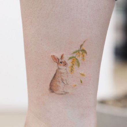 脚踝小兔子的纹身图片第1张