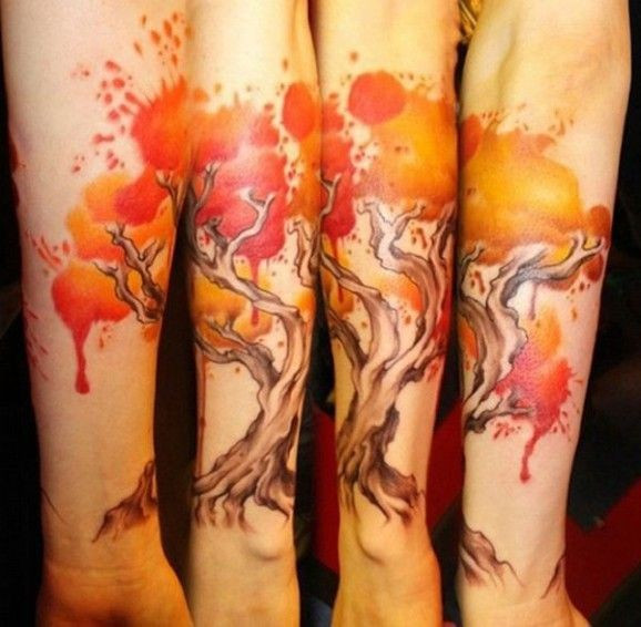 手臂树纹身图案第1张