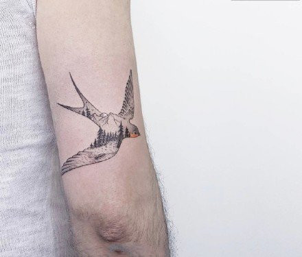 手臂燕子纹身图片第1张