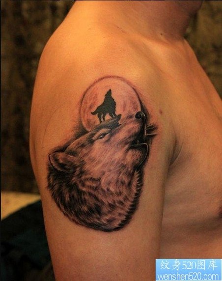 男士胳膊狼头纹身图案大全欣赏第1张