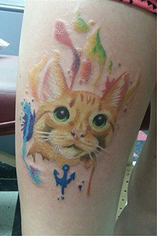 大腿好看猫咪纹身图案