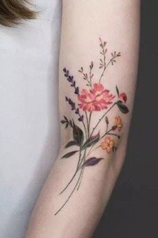 好看的手臂菊花纹身图案