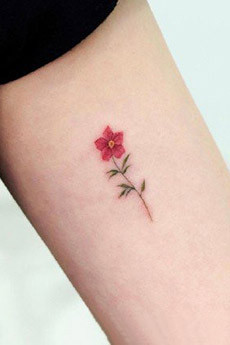 手臂一朵小红花纹身图片
