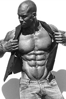 八块腹肌完美身材的性感肌肉型男黑人男模